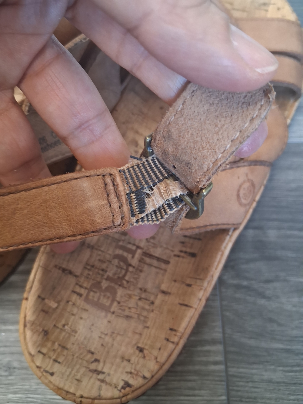 Born Leather Cork Platform Sandals Women's Sz 10 Brown Criss Cross Slingback - Picture 9 of 11